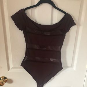 Burgundy Mesh Body Suit